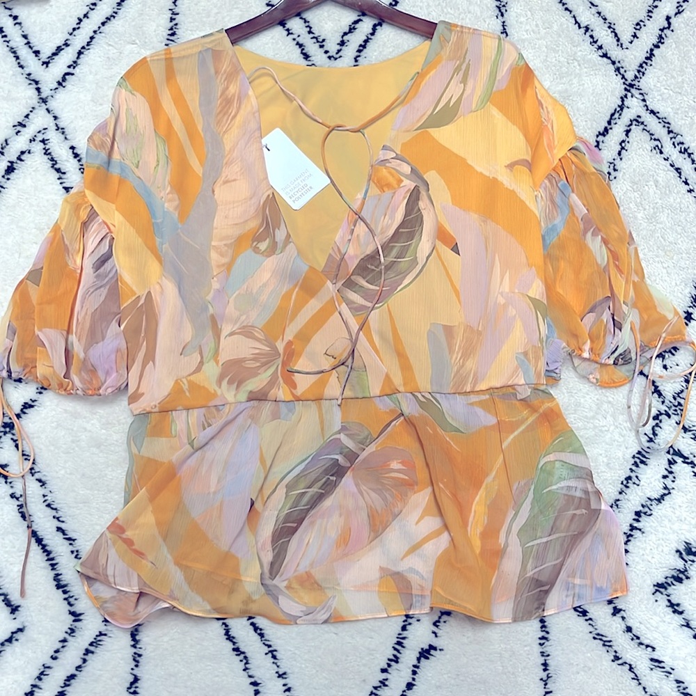Ted Baker London Darcilla Fond Print Surplice Top, Women's size 6 NWT